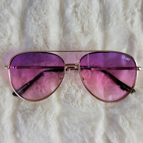 QUAY // ltd ed lizzo collab purple lens gold embossed metal frame aviators main image 12